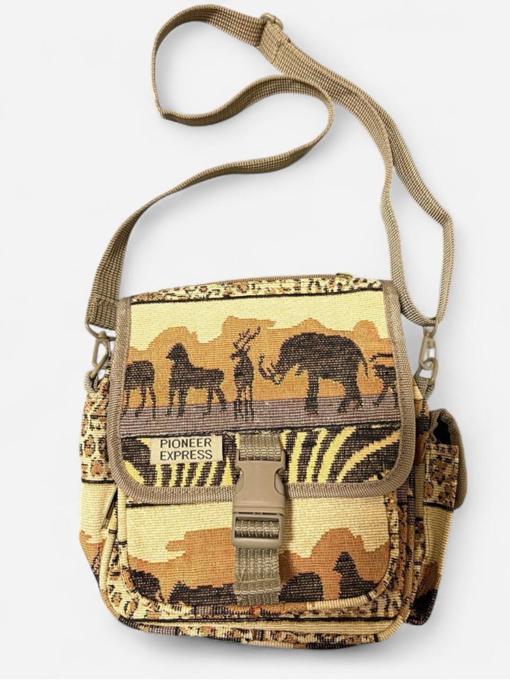 Safari Tapestry Bohemian Crossbody Bag in Tan